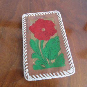 Vintage Leather Rose Receipt Wallet
